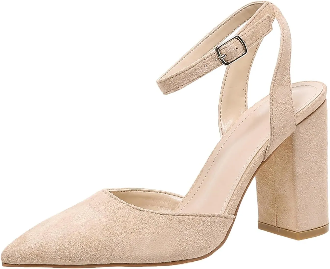 2025 Women Closed Toe Sandals Comfortable Dance Dressy Wedding Shoes with Ankle Strap Summer Non-Slip Breathable Walking Footwear Fashion Soft Sole High Pump Pointed Head Shoe with Adjustable Buckle