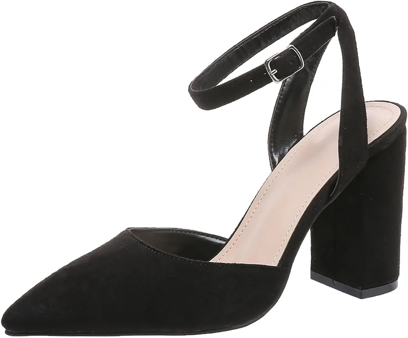 2025 Women Closed Toe Sandals Comfortable Dance Dressy Wedding Shoes with Ankle Strap Summer Non-Slip Breathable Walking Footwear Fashion Soft Sole High Pump Pointed Head Shoe with Adjustable Buckle