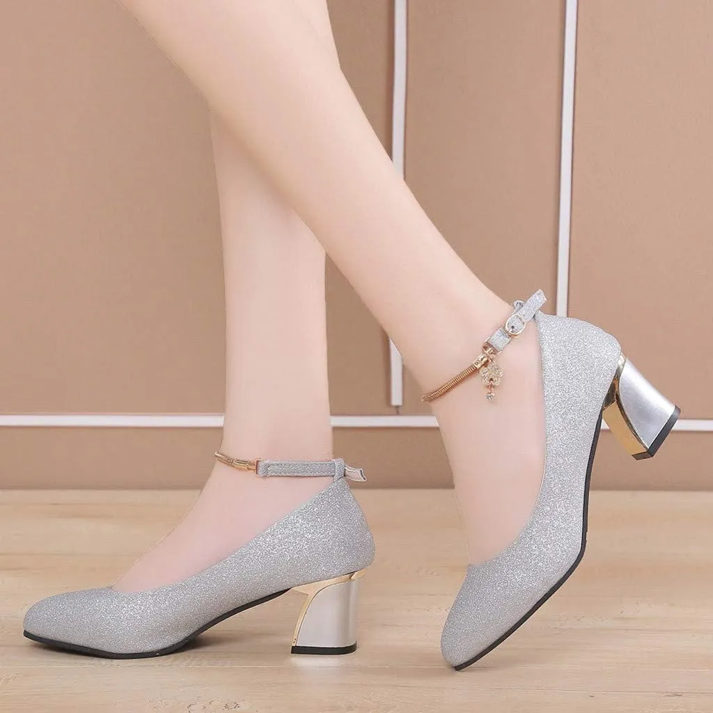 2025 Women Closed Toe Sandals Comfortable Sexy Non-Slip Soft Sole Walking Shoes with Ankle Strap Sparkly Bling Pointed Head Footwear Breathable Summer Dressy Lace Up Wedding Slippers