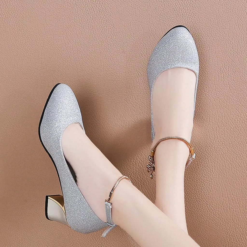2025 Women Closed Toe Sandals Comfortable Sexy Non-Slip Soft Sole Walking Shoes with Ankle Strap Sparkly Bling Pointed Head Footwear Breathable Summer Dressy Lace Up Wedding Slippers