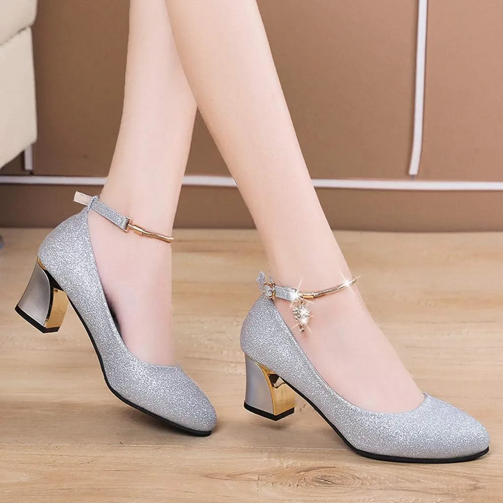 2025 Women Closed Toe Sandals Comfortable Sexy Non-Slip Soft Sole Walking Shoes with Ankle Strap Sparkly Bling Pointed Head Footwear Breathable Summer Dressy Lace Up Wedding Slippers