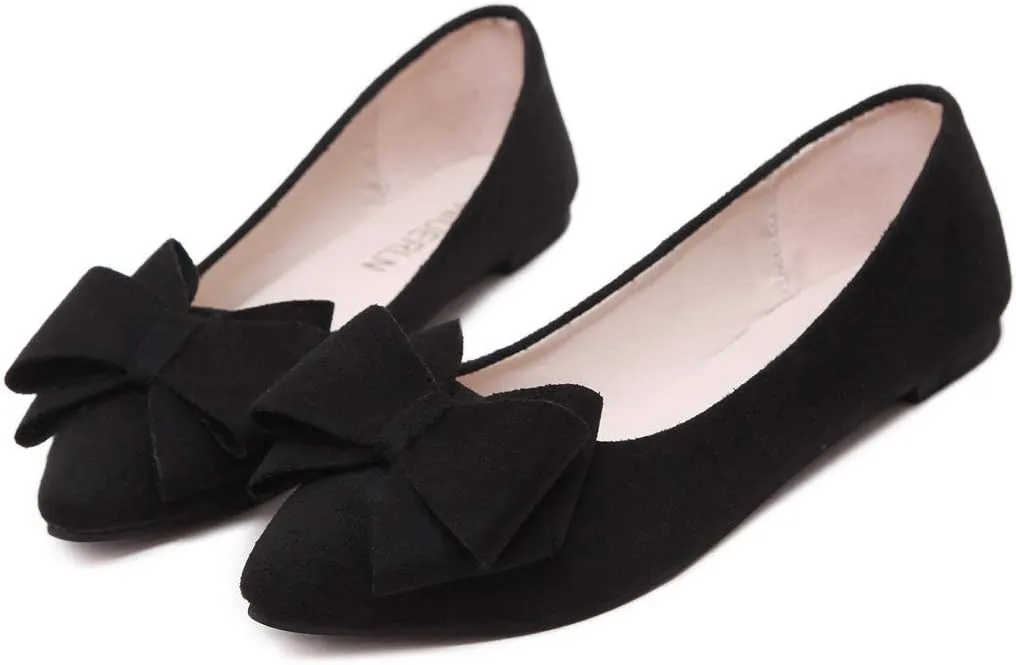 2025 Women Closed Toe Shoes Fashion Cute Bow Pointed Toe Slip-On Slippers Comfortable Party Dance Soft Sole Casual Shoe Outdoor Summer Sexy Dress Walking Vacation Footwear