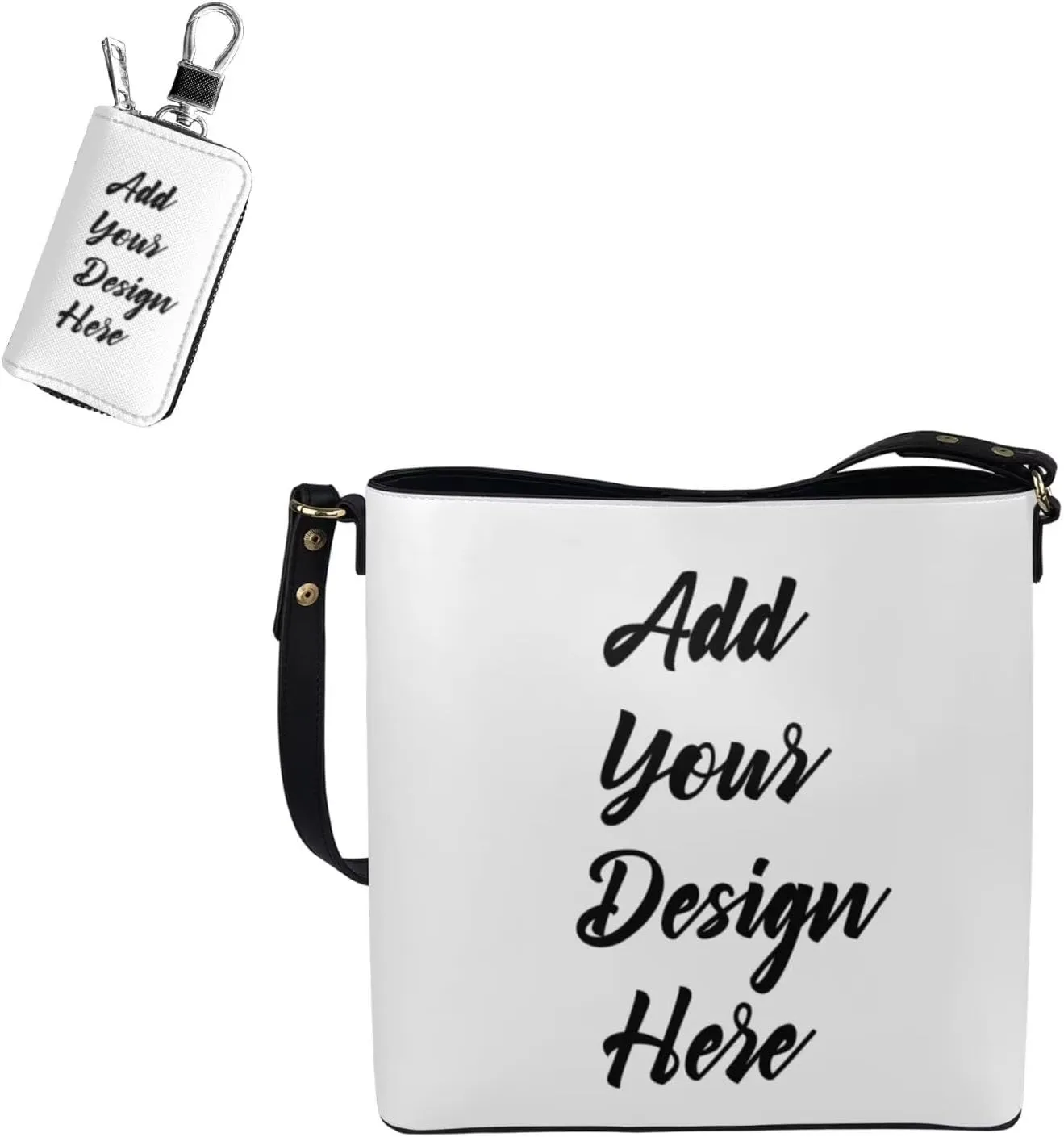 2Pcs Tote Bags Set Crossbody Bags Shoulder Purses for Women Car Key Fob Protector