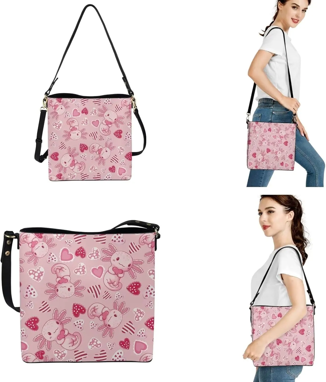 3 Piece Purse Sets for Women with Wallet Valentine's Day Satchel Tote Bags Leather Hobo Crossbody Bags