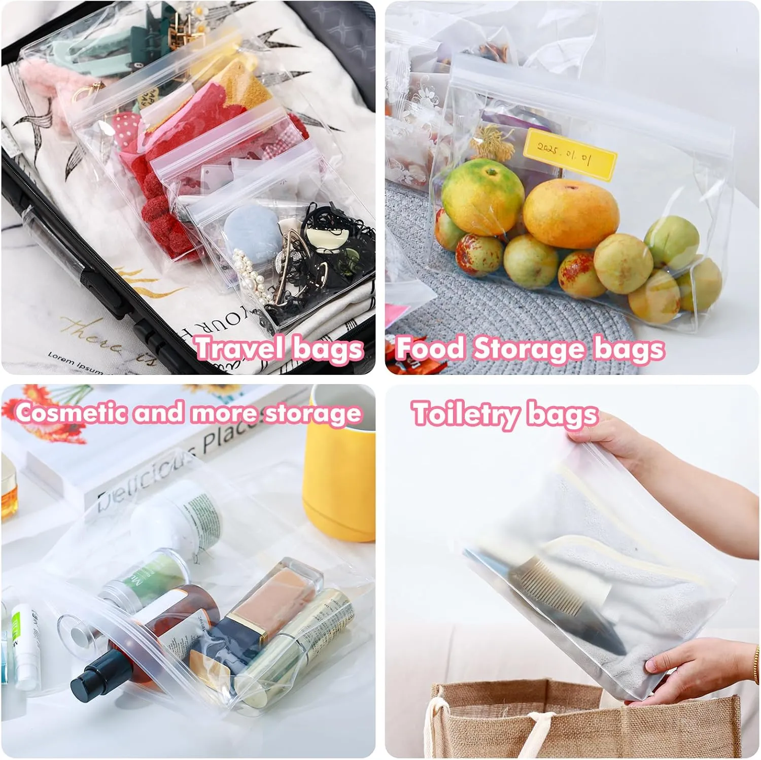 30 Pack Mini Clear Makeup Bag Organizer Cosmetic Zipper Pouch TSA Approved Small Travel Pouches for Toiletries Transparent EVA Reusable Waterproof Plastic Clear Gift Bags Bulk, 6 x 5 x 1.5