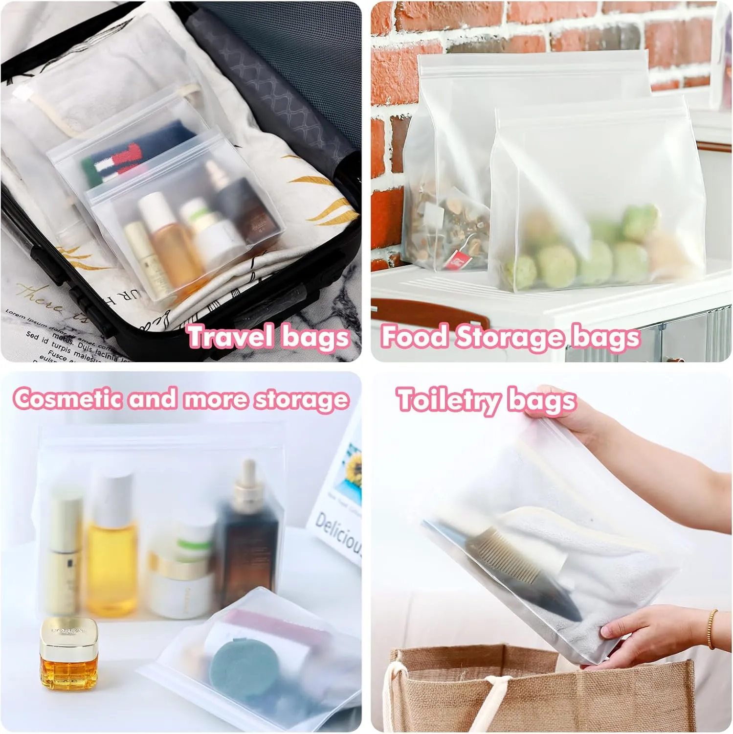 30 Pack Mini Clear Makeup Bag Organizer Cosmetic Zipper Pouch TSA Approved Small Travel Pouches for Toiletries Transparent EVA Reusable Waterproof Plastic Clear Gift Bags Bulk, Frosted, 8 x 6 x 2