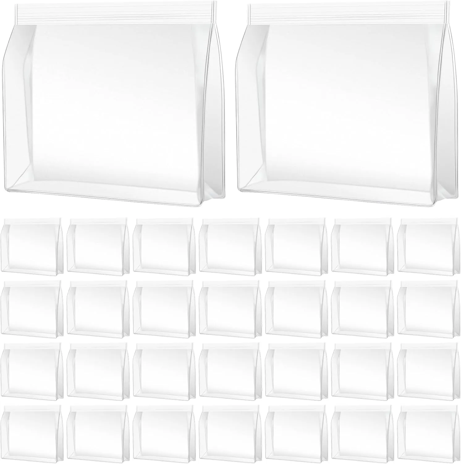 30 Pack Mini Clear Makeup Bag Organizer Cosmetic Zipper Pouch TSA Approved Small Travel Pouches for Toiletries Transparent EVA Reusable Waterproof Plastic Clear Gift Bags Bulk, Frosted, 8 x 6 x 2