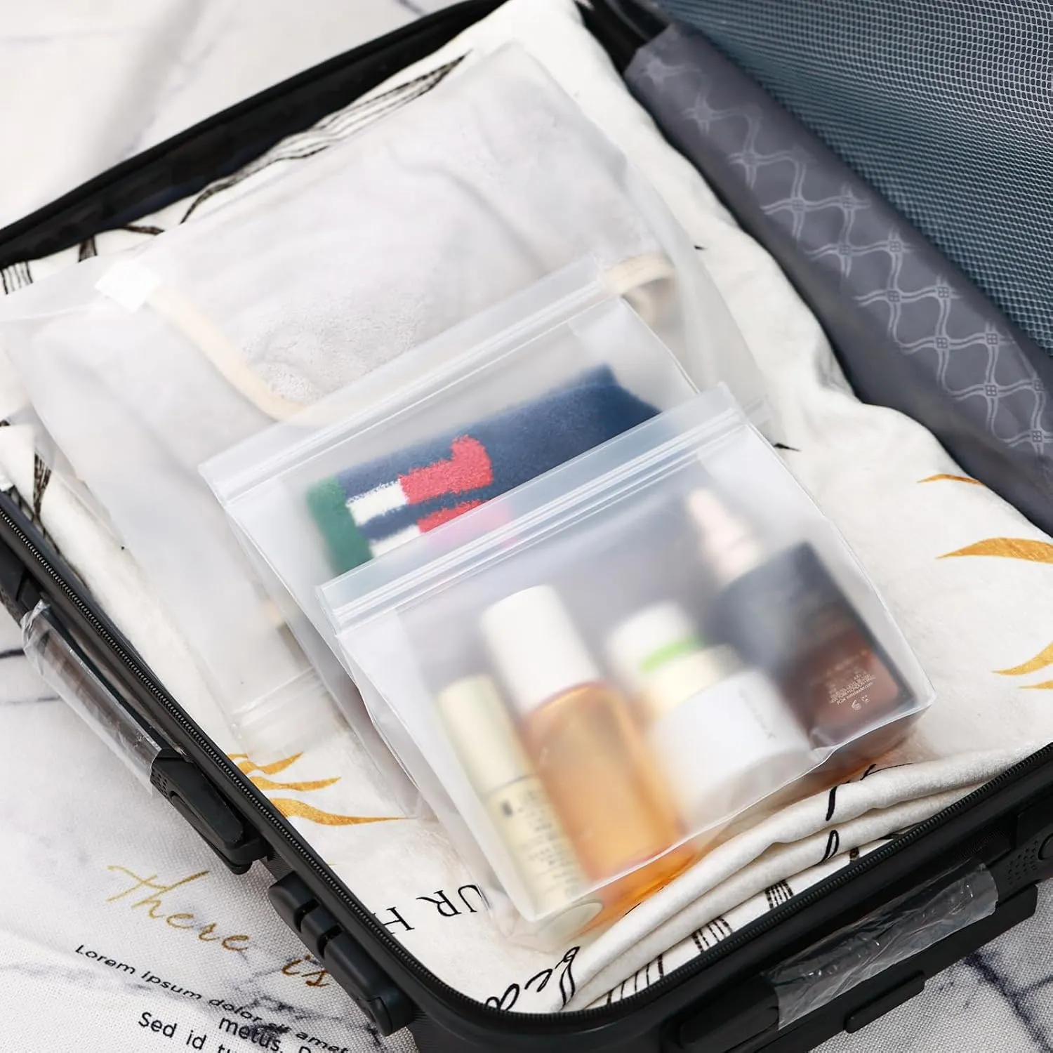 30 Pack Mini Clear Makeup Bag Organizer Cosmetic Zipper Pouch TSA Approved Small Travel Pouches for Toiletries Transparent EVA Reusable Waterproof Plastic Clear Gift Bags Bulk, Frosted, 8 x 6 x 2
