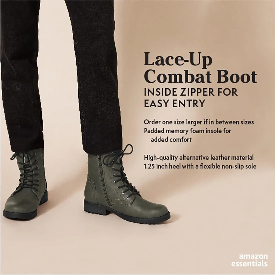 Amazon Essentials Women's Lace-Up Combat Boots