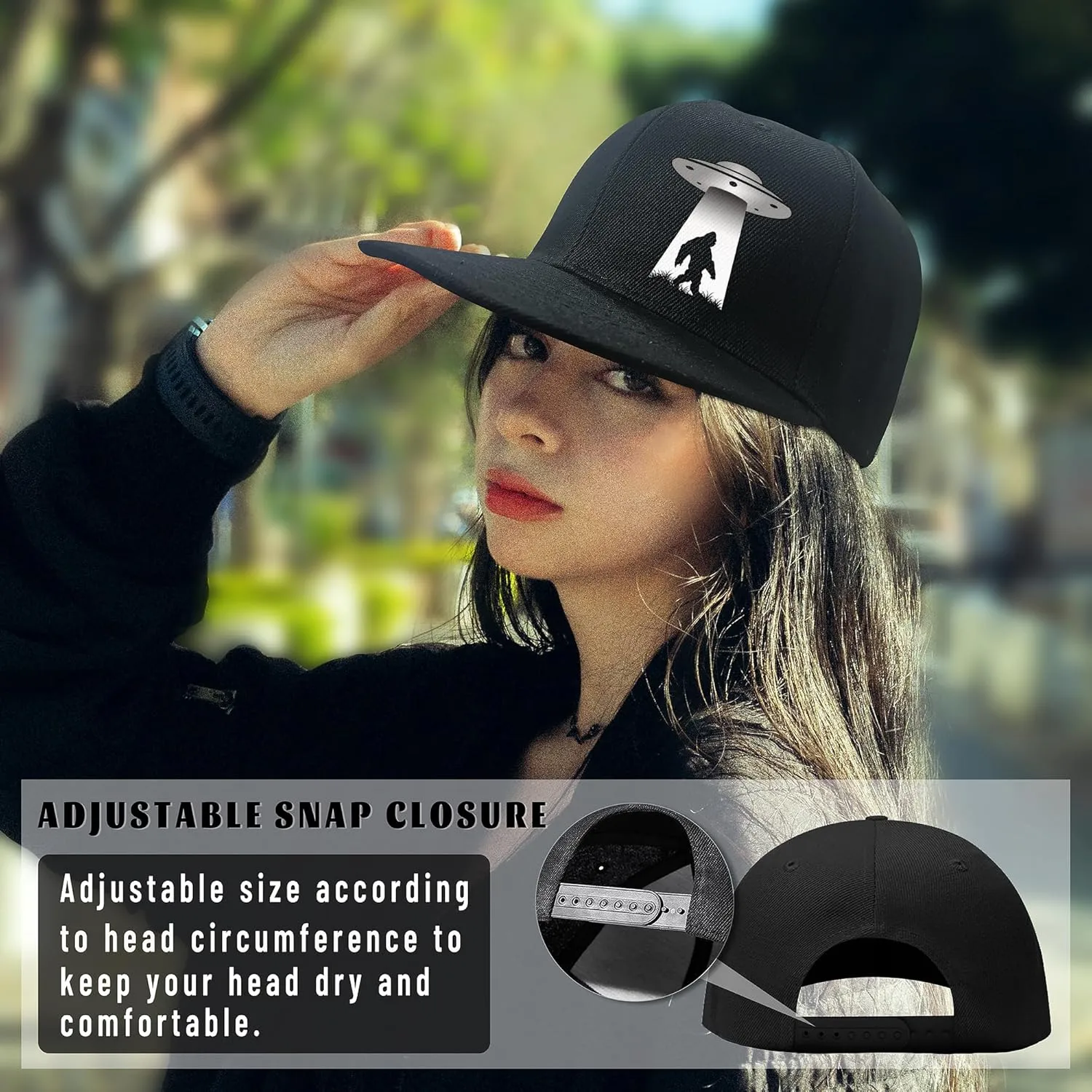 Animal Gorilla Walking Hats for Men Big Foot Flat Bill Snapback Hats Black Flat Brim Cap Adjustable Baseball Cap