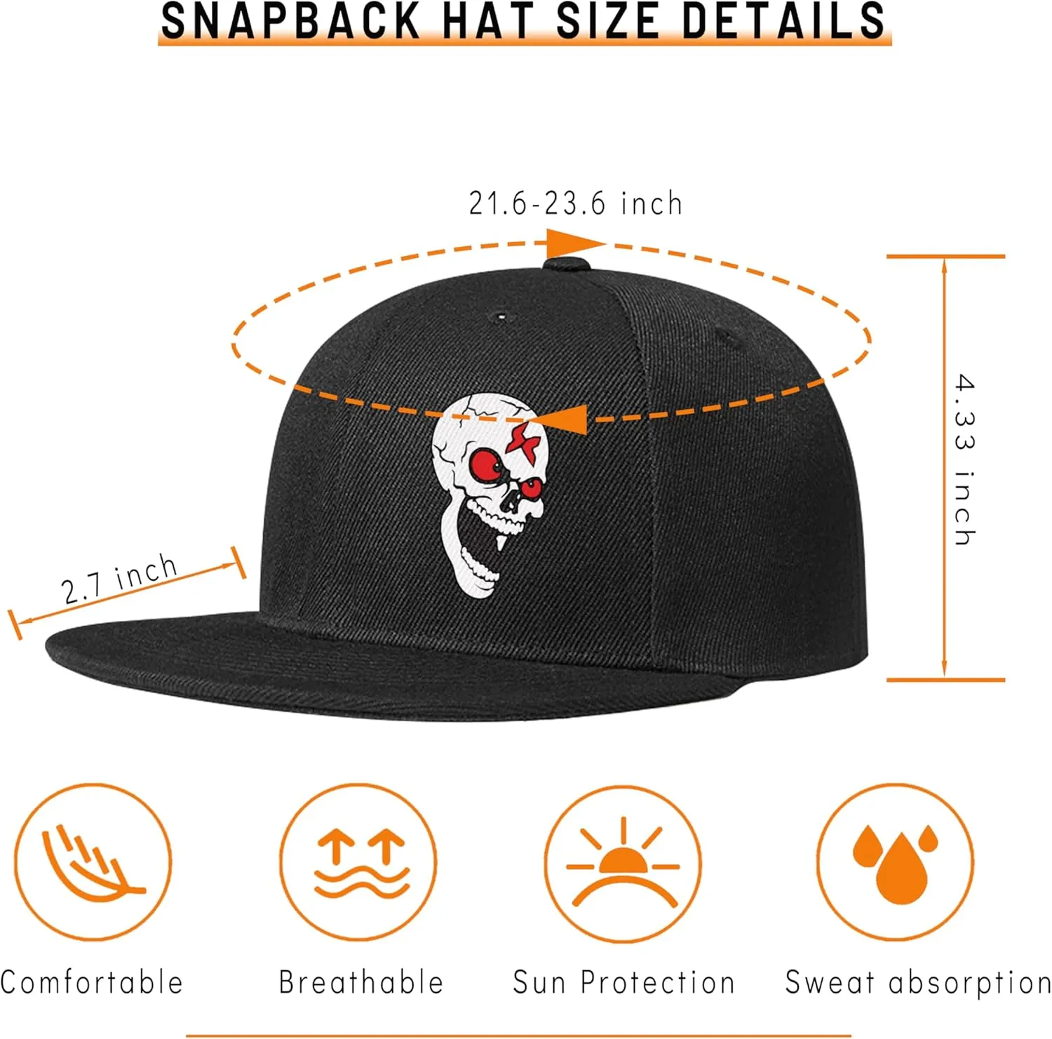 Animal Gorilla Walking Hats for Men Big Foot Flat Bill Snapback Hats Black Flat Brim Cap Adjustable Baseball Cap