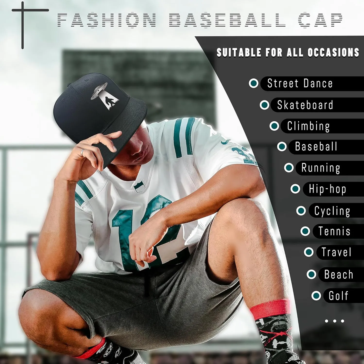 Animal Gorilla Walking Hats for Men Big Foot Flat Bill Snapback Hats Black Flat Brim Cap Adjustable Baseball Cap
