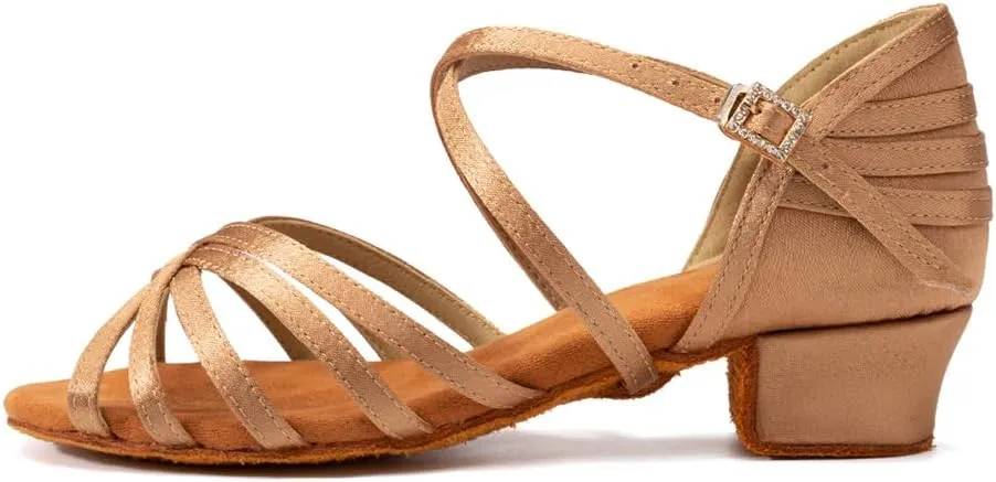 AOQUNFS Girls Latin Dance Shoes Low Heels Tango Salsa Ballroom Practice Dancing Shoes,234-TL