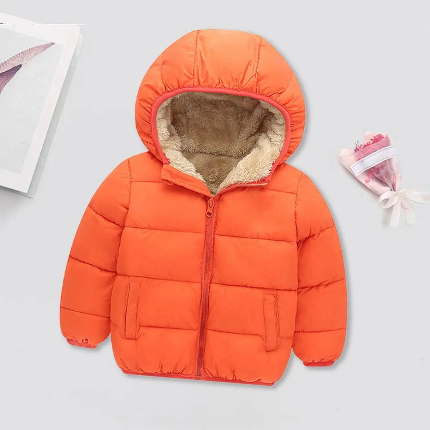 Autumn Winter Toddler Girl Boy Long Sleeved Hooded Zipper Down Jackets Girls Fashion Solid Color Jacket Coats