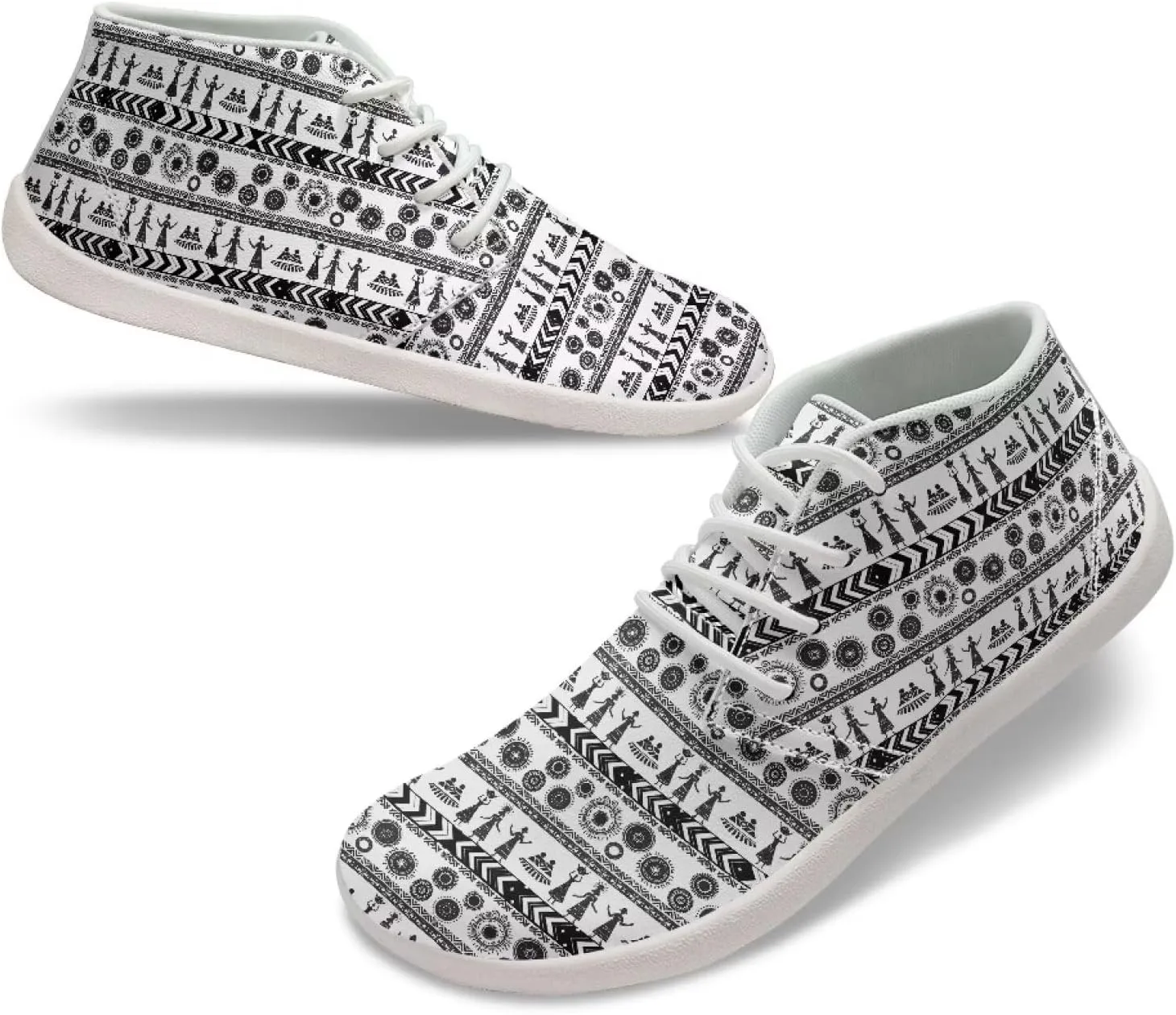 Aztec Comfortable Wide Walking Shoes Fashion Barefoot Sneakers for Men Breathable Waterproof Soft EVA Sole Anti-Skid Trail Running Shoes for Outdoor US 5-14 White Sole