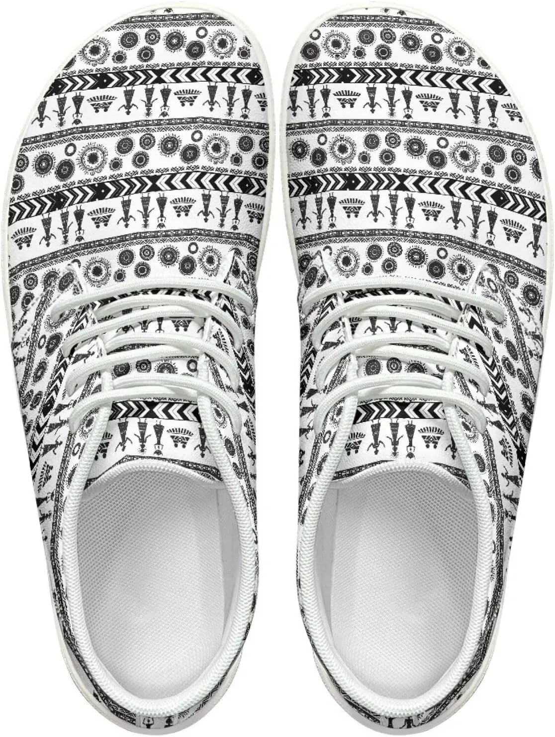 Aztec Comfortable Wide Walking Shoes Fashion Barefoot Sneakers for Men Breathable Waterproof Soft EVA Sole Anti-Skid Trail Running Shoes for Outdoor US 5-14 White Sole