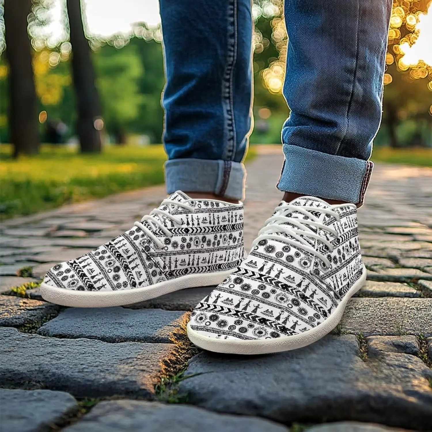 Aztec Comfortable Wide Walking Shoes Fashion Barefoot Sneakers for Men Breathable Waterproof Soft EVA Sole Anti-Skid Trail Running Shoes for Outdoor US 5-14 White Sole