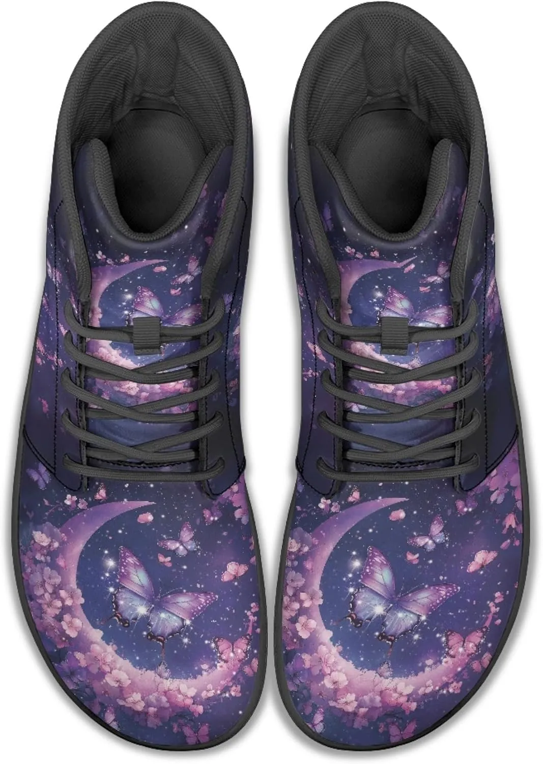 Boho Mandala Print Unisex Barefoot Shoes PU Leather High Top Barefoot Sneakers for Outdoor