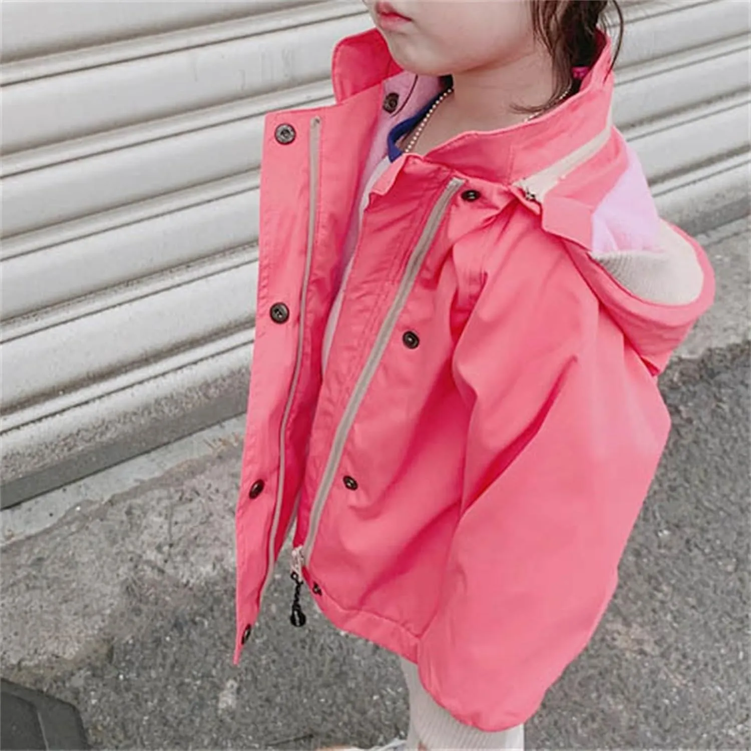 Boys Girls Jackets with Detachable Hooded, Fall Winter Windbreaker Zipper Water Proof Rain Coat Outerwear 1-9 Years