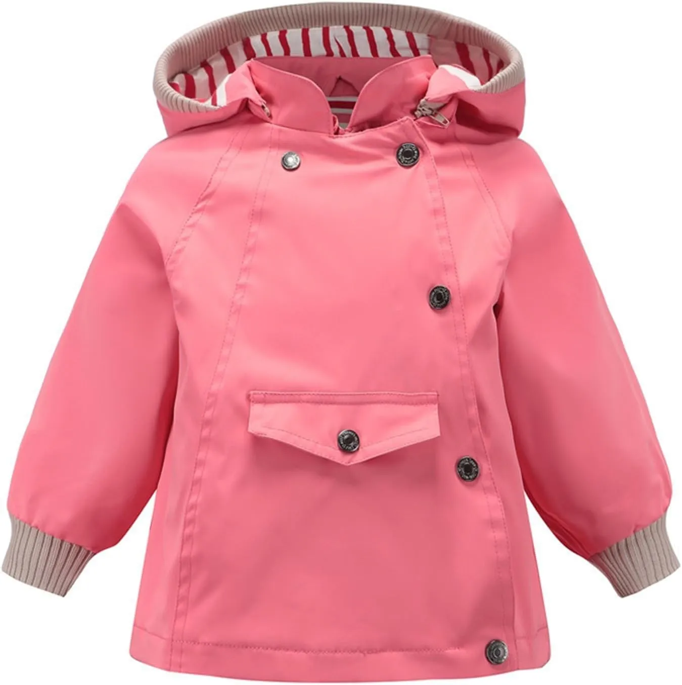 Boys Girls Jackets with Detachable Hooded, Fall Winter Windbreaker Zipper Water Proof Rain Coat Outerwear 1-9 Years