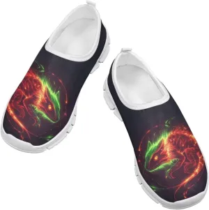 Boys Slip On Shoes Sneakers Cool Kids Tennis Gym Shoes Neon Themed