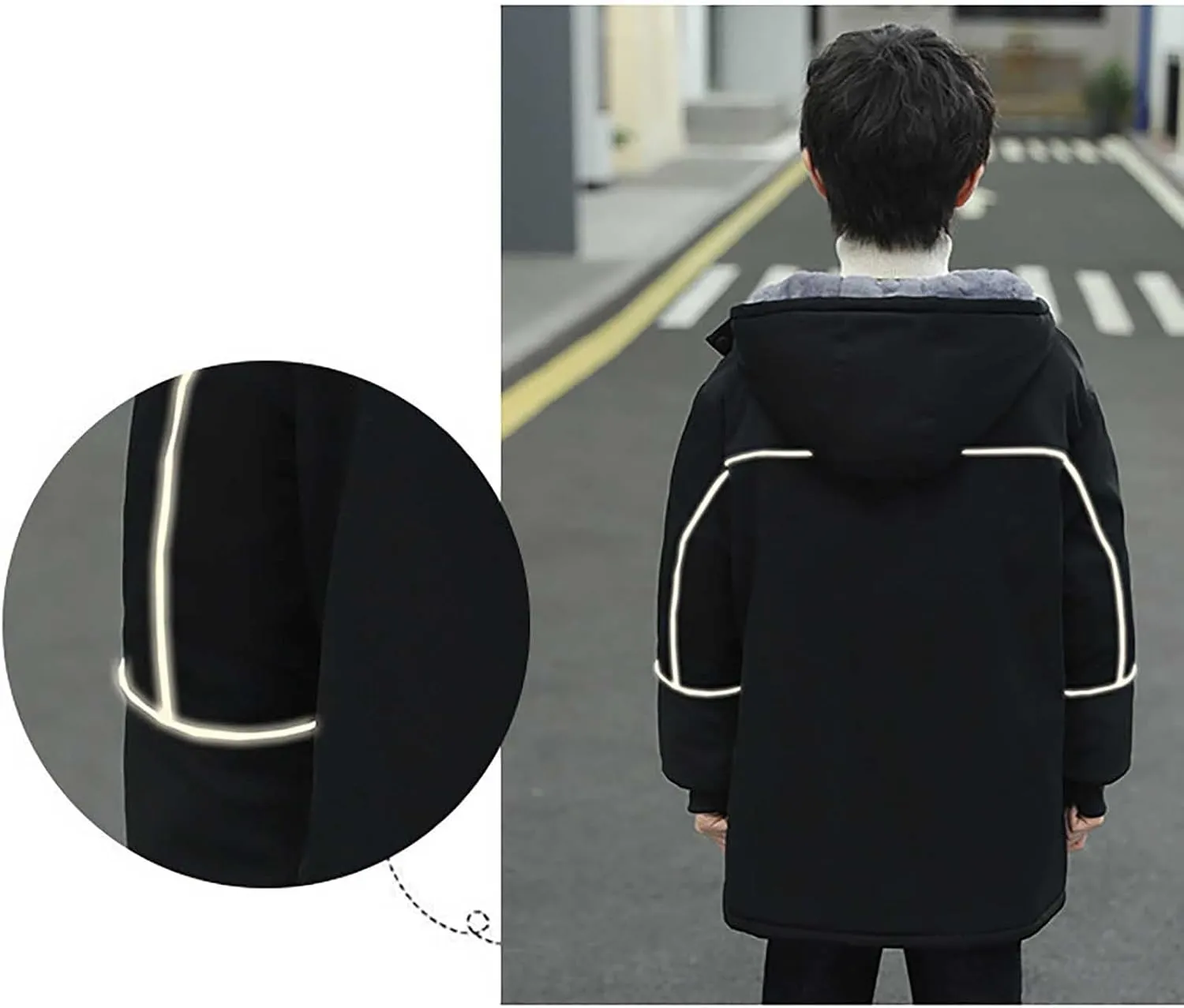 Boys Warm Winter Coat Long Parka Fleece Lined Windbreaker Puffer Jacket Outerwear with Hood Pockets 5-15 Years