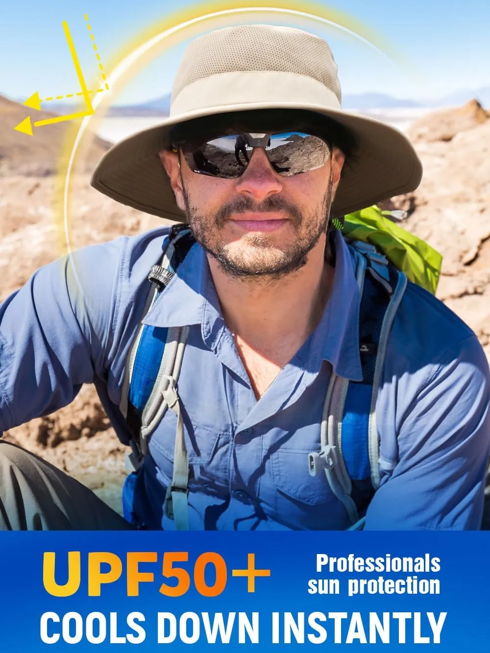 Bucket Sun Hats for Men Women,Cooling Boonie Beach Hats Upf50  Sun Protection with Breathable Mesh for Hiking Fishing