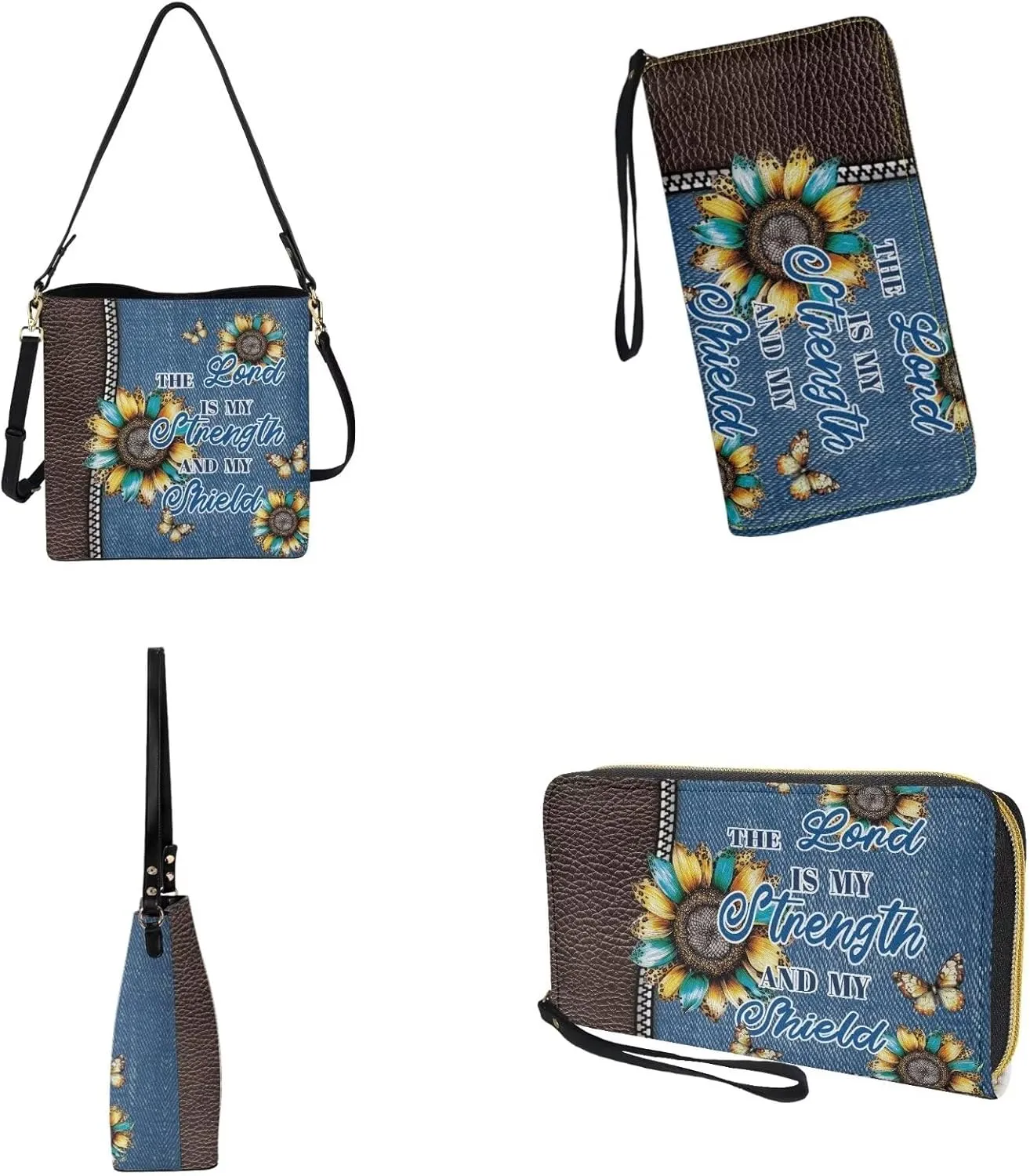 Bucket Tote Bag with Wallet Set for Women, Crossbody Leather Bucket Bags Wallet Set with Removable Strap