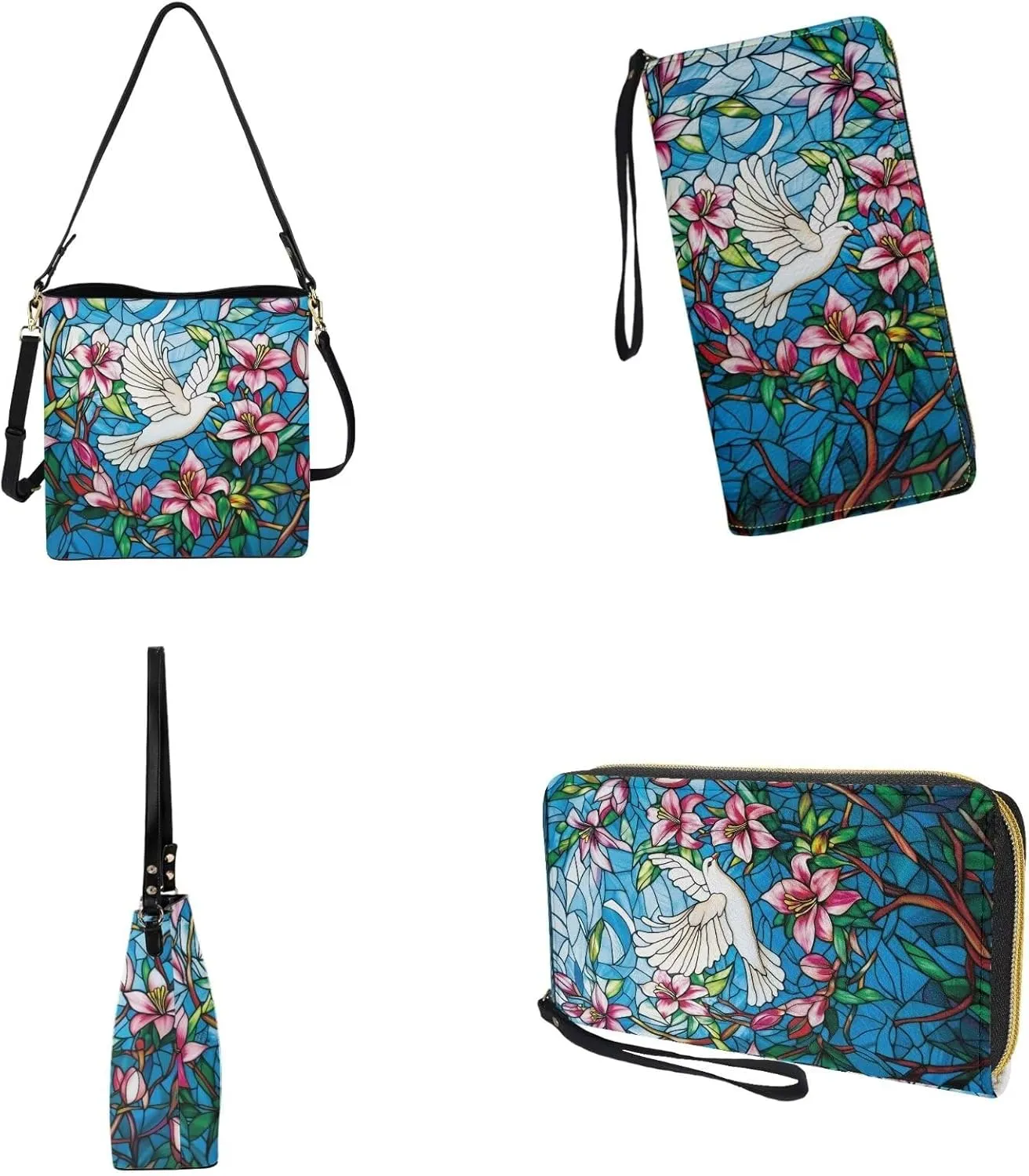 Bucket Tote Bag with Wallet Set for Women, Crossbody Leather Bucket Bags Wallet Set with Removable Strap
