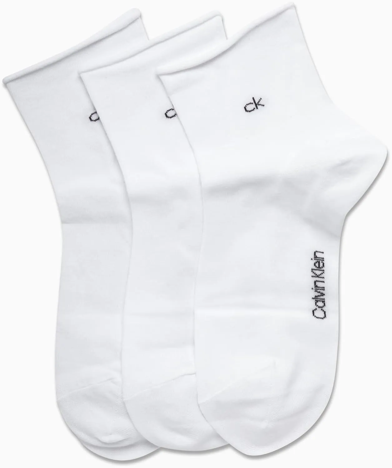 Calvin Klein Womens Crew Socks - 3 Pack Soft Cotton Blend Roll Cuff Mini/Mid Crew Dress Socks for Women (Shoe Size: 4-10)