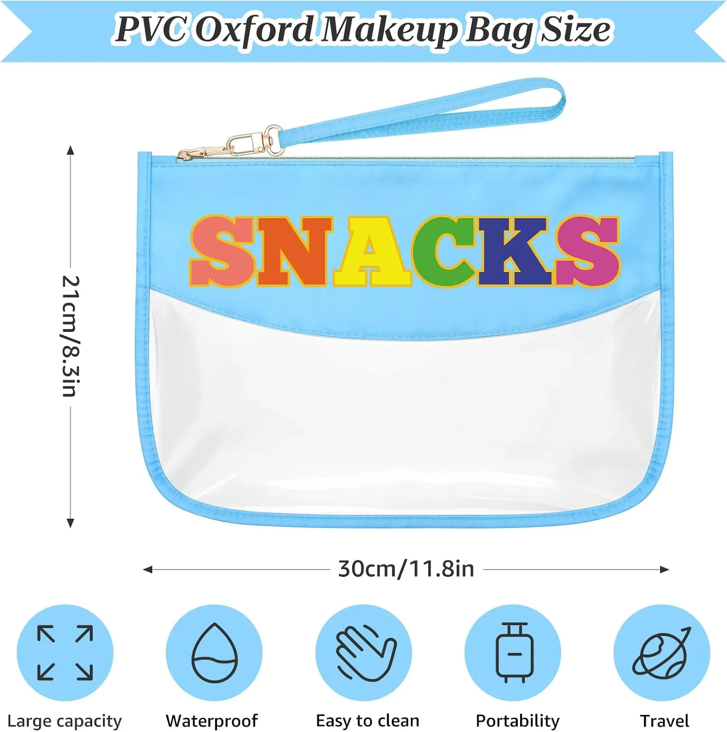 Chenille Letter Makeup Bag with Zipper Preppy Snacks Accessories for Girls Transparent PVC Cosmetic Travel Bag Organizer Portable Travel Pouches Makeup Toiletry Bag Organizer Storage Pouch