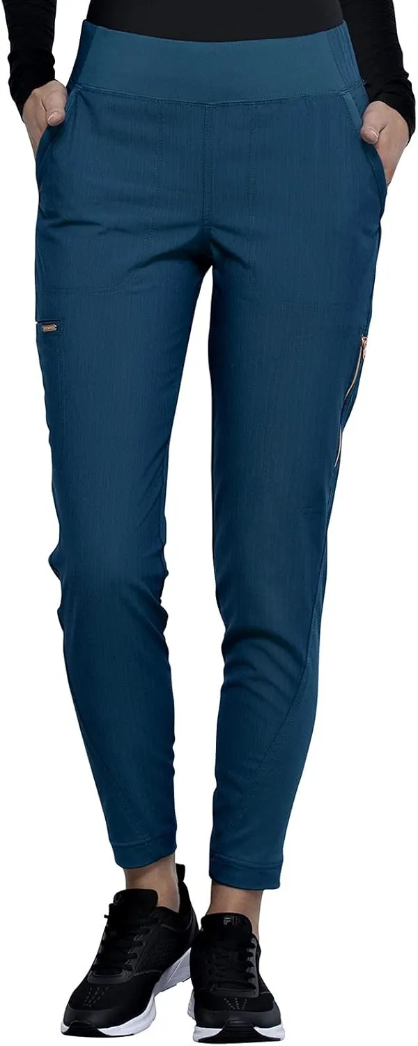 Cherokee Statement CK175 Women's Mid-Rise, Tapered Leg Pull-on Pant, Caribbean Blue, X-Large