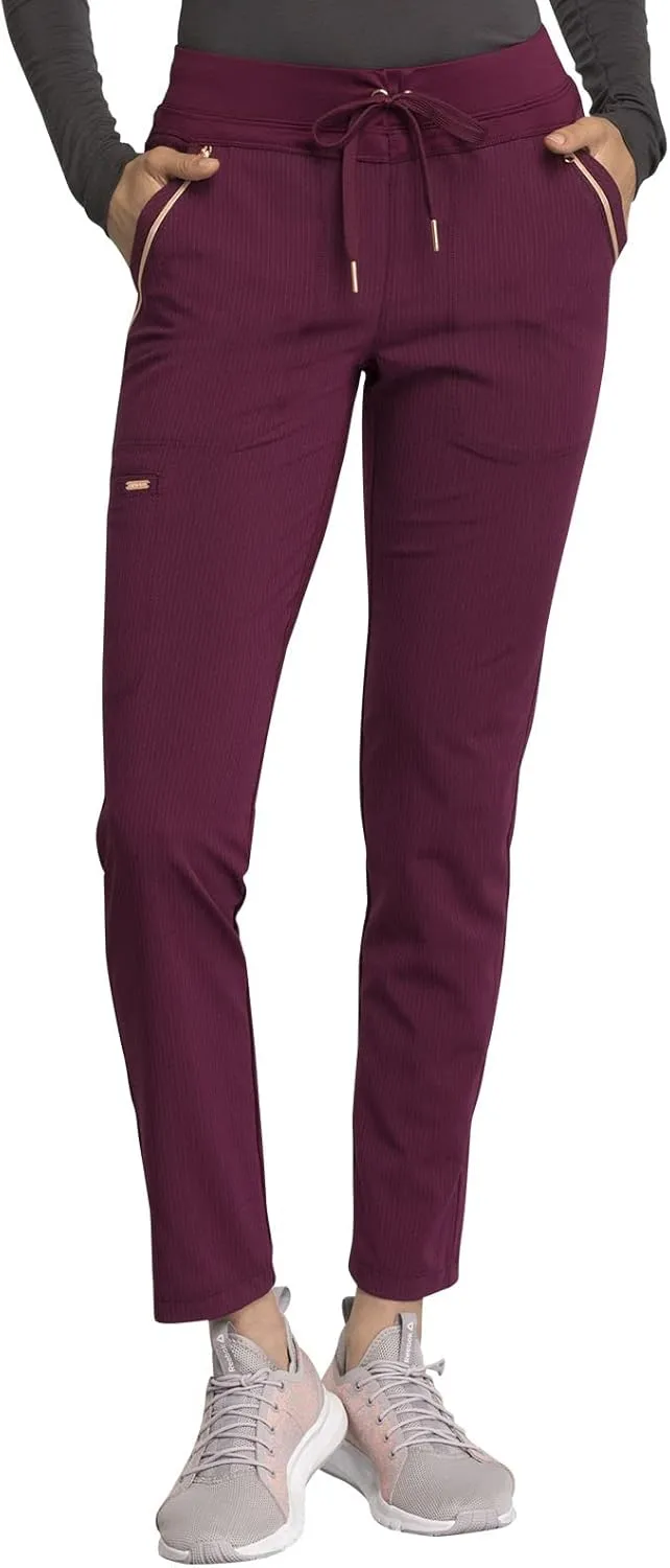 Cherokee Statement Women Scrubs Pant Mid Rise Tapered Leg Drawstring CK055