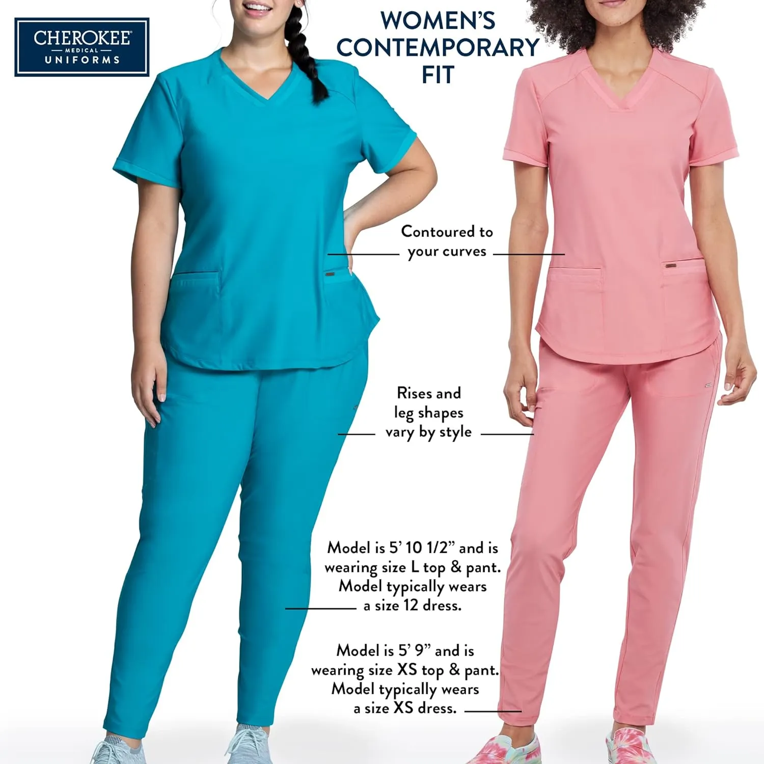 Cherokee Statement Women Scrubs Pant Mid Rise Tapered Leg Drawstring CK055