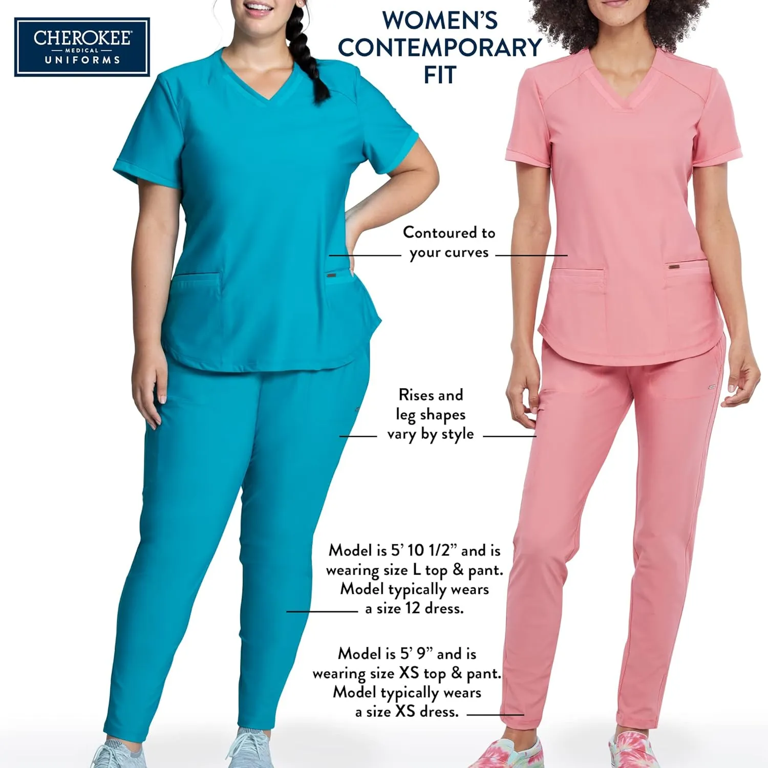 Cherokee Statement Women Scrubs Pant Mid Rise Tapered Leg Drawstring CK055