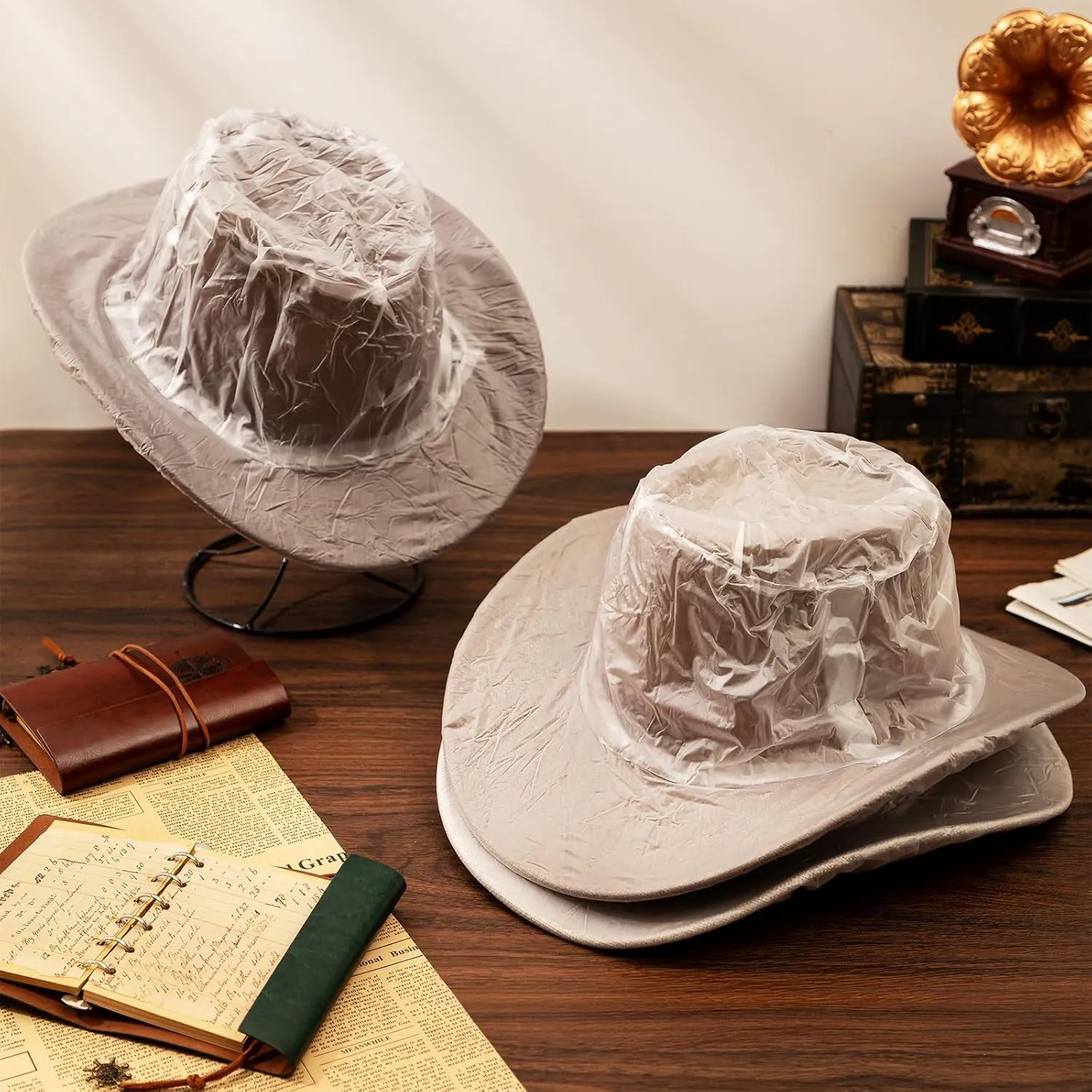 Cowboy Hat Cover, Plastic Cowboy Hat Rain Covers Waterproof Hat Protector Covers for Storage, Keep from Rain Snow Dust