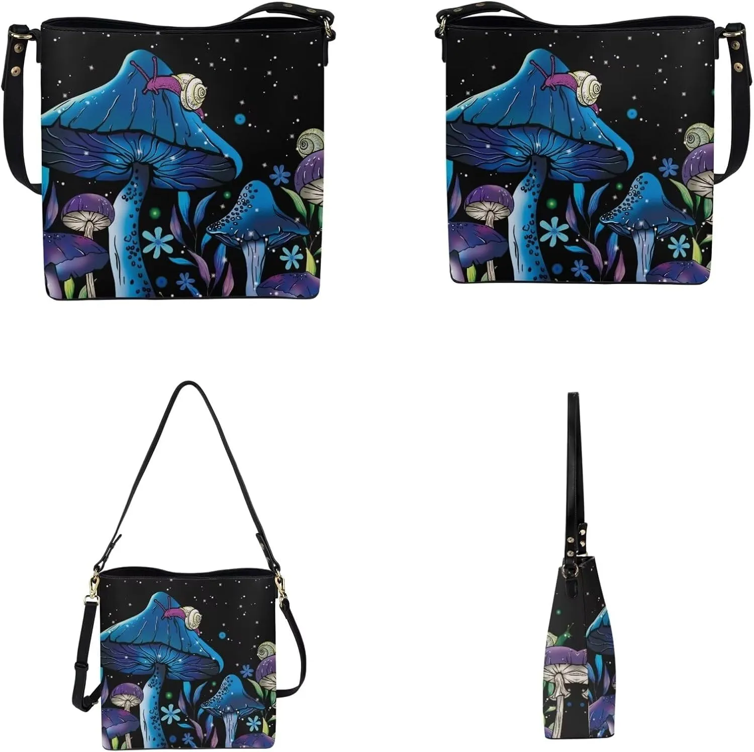 Crossbody Bags for Women Large Size Designer Leather Bucket Bag Purses Set Trendy Handbag with Wristlet Wallet