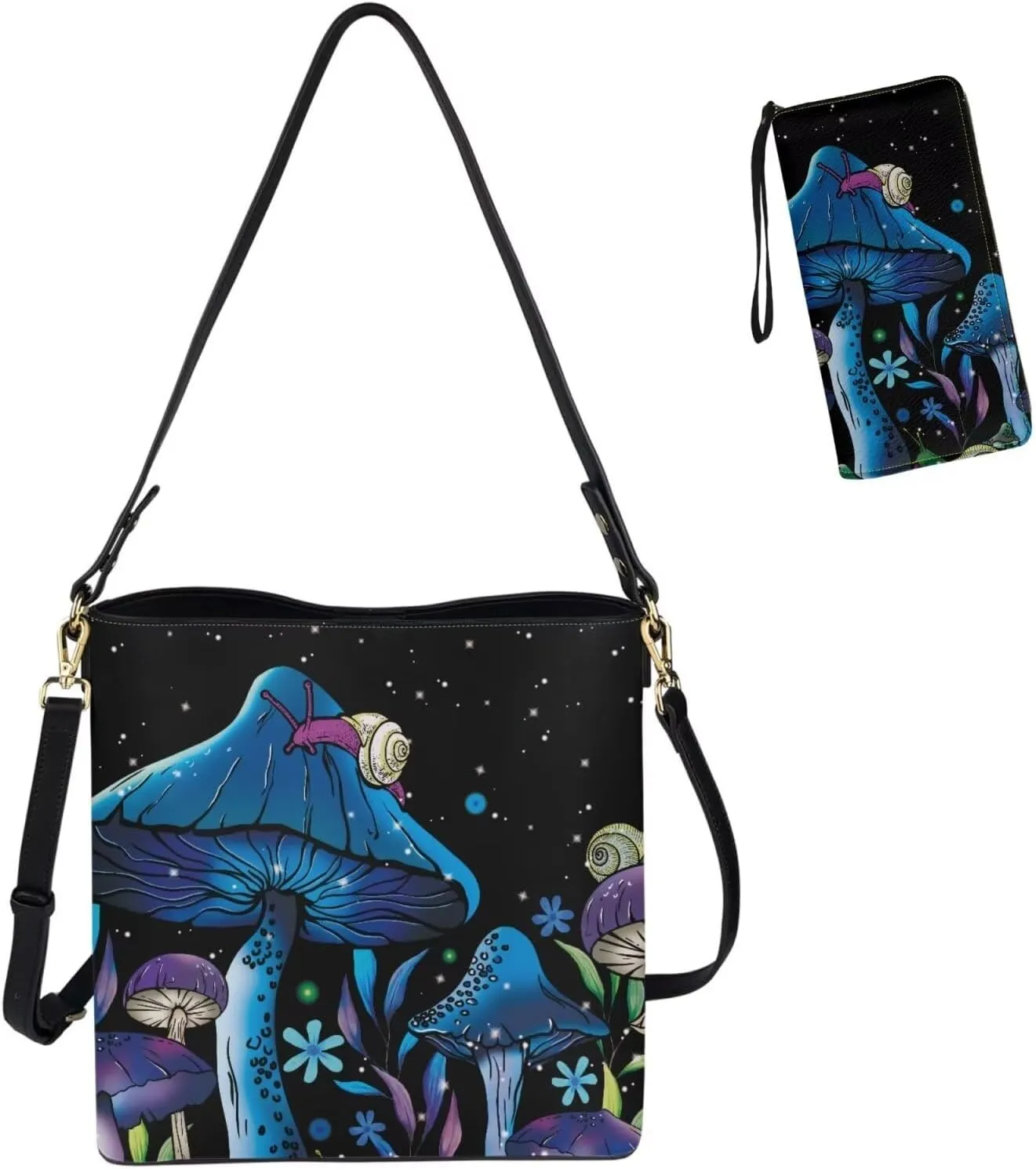Crossbody Bags for Women Large Size Designer Leather Bucket Bag Purses Set Trendy Handbag with Wristlet Wallet