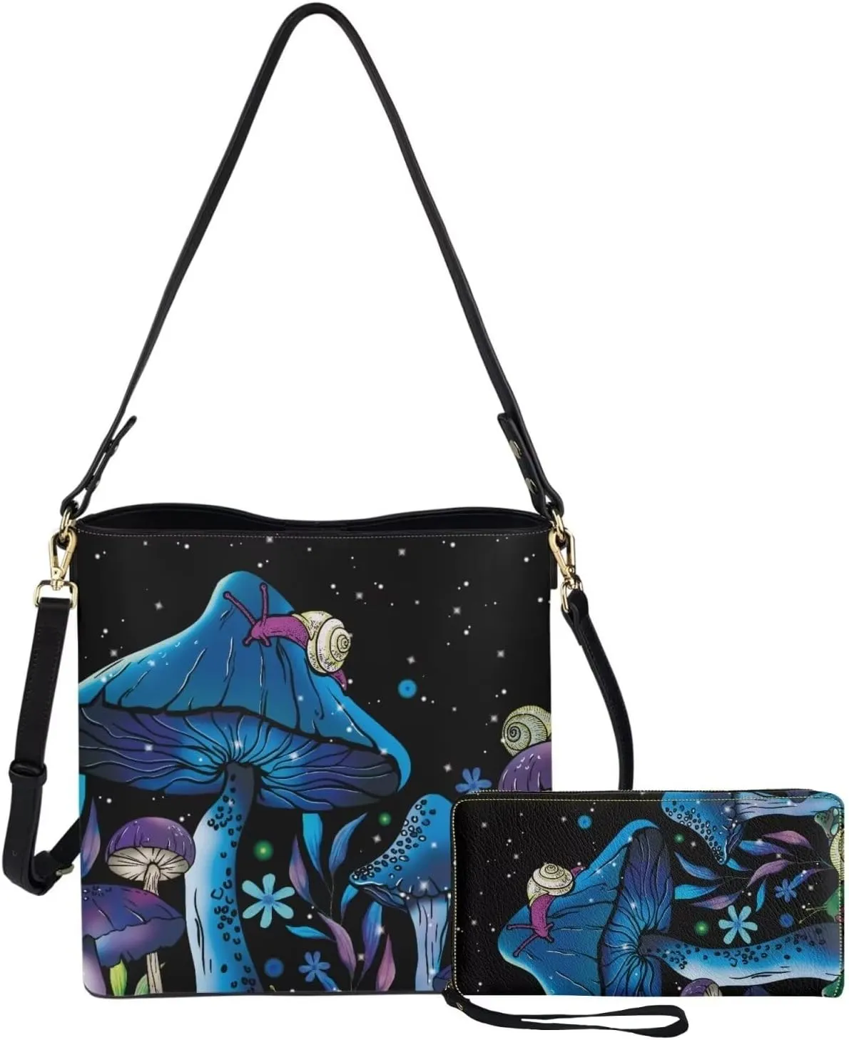 Crossbody Bags for Women Large Size Designer Leather Bucket Bag Purses Set Trendy Handbag with Wristlet Wallet
