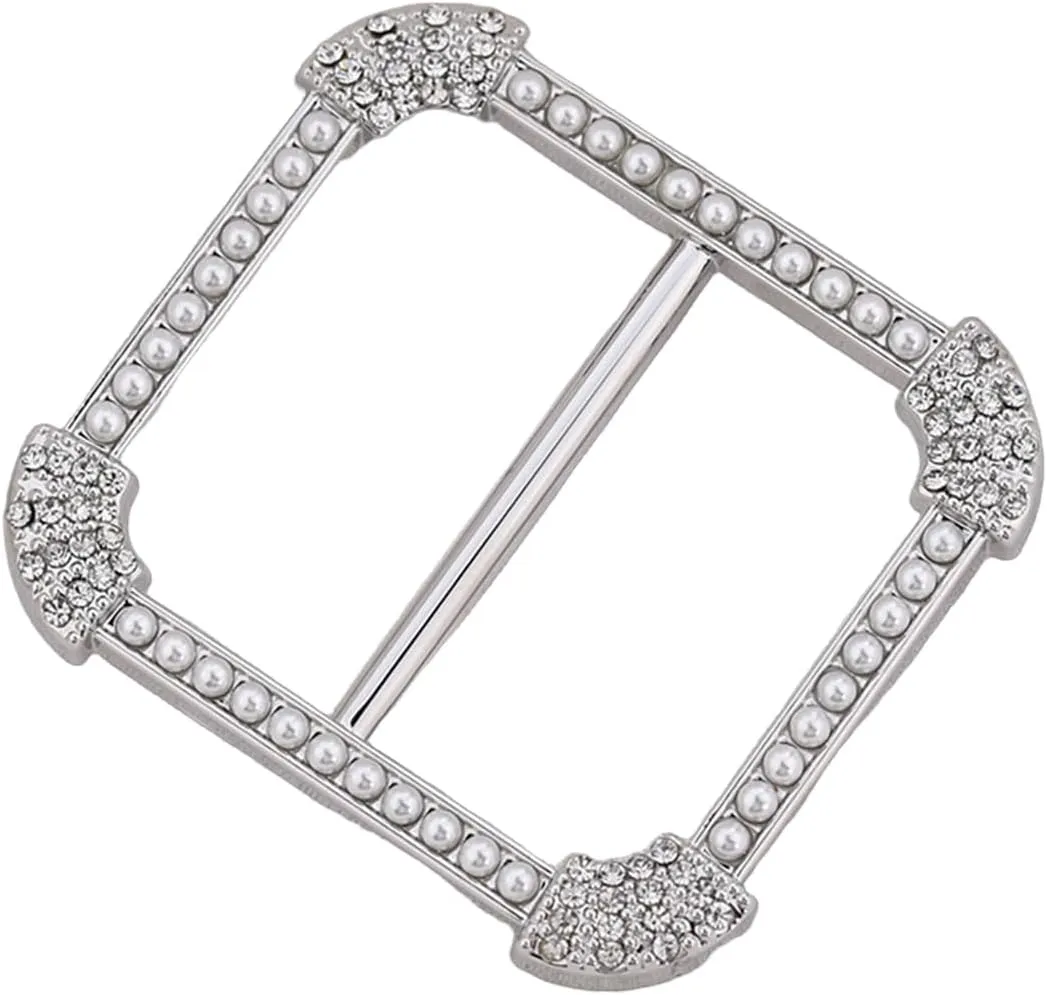 CZ Silk Scarf Square Ring Clip Pin for Women Fashion Crystal Shell Pearls Embellished Shirt Ties Clips Chic Waist Clothes Corner Slide Clasp Pin Dress Accessories Jewelry