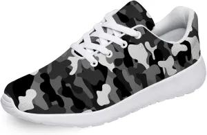Dark Camo Shoes for Women Men Tennis Running Gym Athletic Shoes Grey White Black Camouflage Camo Sneakers Gifts for Mom Dad,US Size 13 Men