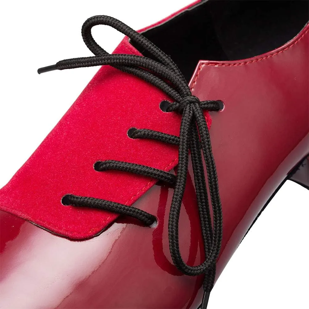 DKZSYIM Men's Leather Latin Dance Shoes Ballroom Tango Waltz Modern Social Practice Lace-up Dance Shoes 1" Heel,Model L040