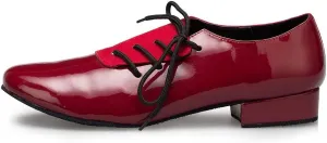 DKZSYIM Men's Leather Latin Dance Shoes Ballroom Tango Waltz Modern Social Practice Lace-up Dance Shoes 1" Heel,Model L040