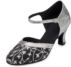 DKZSYIM Women's Latin Dance Shoes Ballroom Performance Practice Net Surface Dance Shoes,Model YCL132