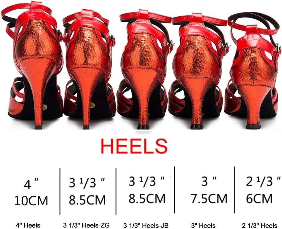 DKZSYIM Women's Latin Dance Shoes Ballroom Performance Practice Net Surface Dance Shoes,Model YCL132