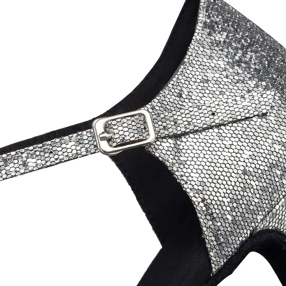 DKZSYIM Women's Latin Dance Shoes Ballroom Performance Practice Net Surface Dance Shoes,Model YCL132