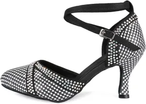 DKZSYIM Women's Leather Latin Dance Shoes Ballroom Salsa Tango Performance Dancing Shoes,Model QJW1019