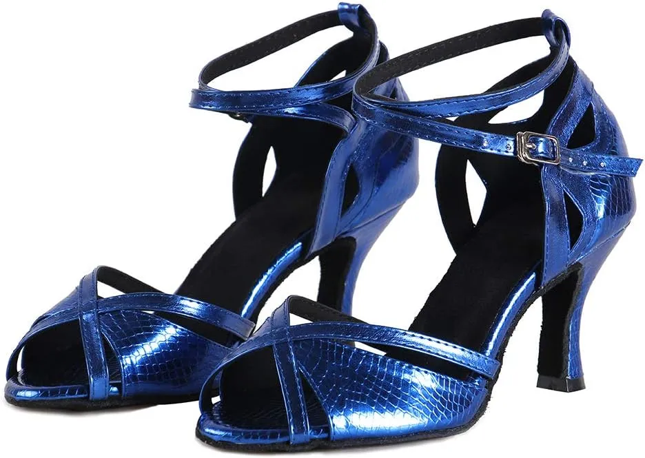DKZSYIM Women's Leather Professional Latin Dance Shoes Ballroom Wedding Performance Shoes,Model L035