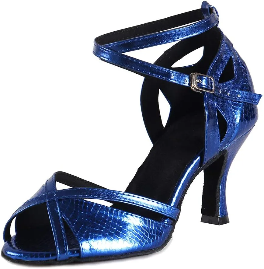 DKZSYIM Women's Leather Professional Latin Dance Shoes Ballroom Wedding Performance Shoes,Model L035
