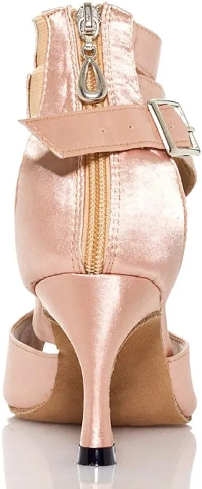 DKZSYIM Women's Satin Latin Dance Shoes Ballroom Performance Dance Shoes,Model YCL014-L025